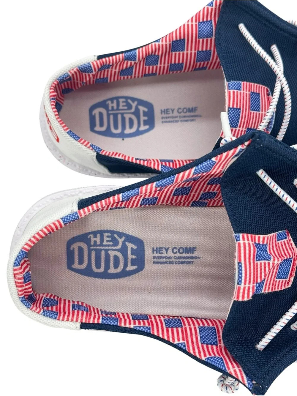 Hey Dude Men’s Wally USA Slip On Navy and White Lightweight Sneakers Size 9